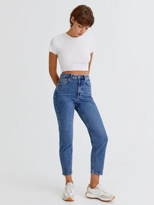 Zdjęcie produktu Jeansy Zwężane PULL&BEAR ciemnoniebieski