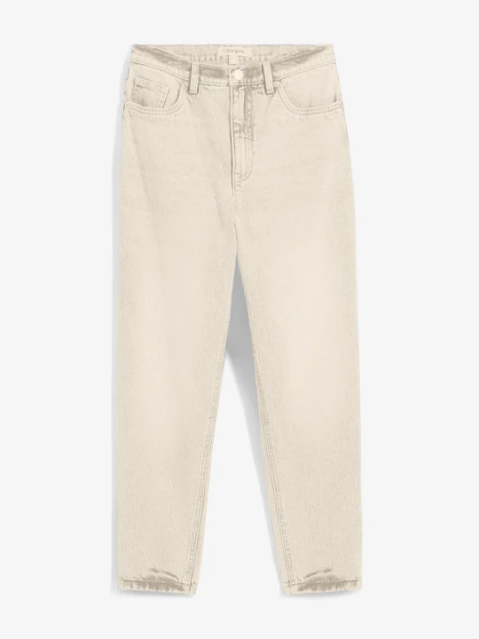 Zdjęcie produktu Jeasy mom, high waist, low stretch, cropped BonPrix biały