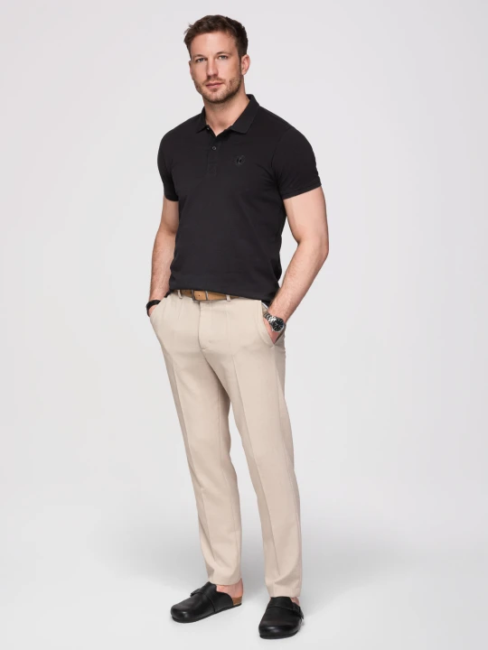 Zdjęcie produktu Jednokolorowa koszulka męska polo BASIC z dzianiny pique - czarna V1 - Rozmiar: 4XL Ombre Clothing