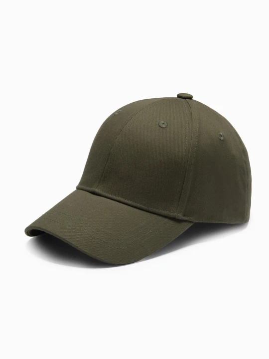 Zdjęcie produktu Jednokolorowa męska czapka z daszkiem bejsbolówka – khaki V5 Ombre Clothing