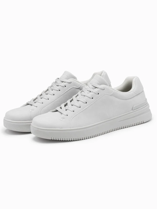 Zdjęcie produktu Jednolite casualowe buty męskie z eko nubuku – jasnoszare V2 Ombre Clothing szary