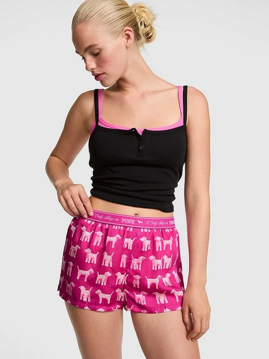 Zdjęcie produktu PINK Jedwabiste pudełkowe szorty piżamowe Silky Sleep Victoria's Secret
