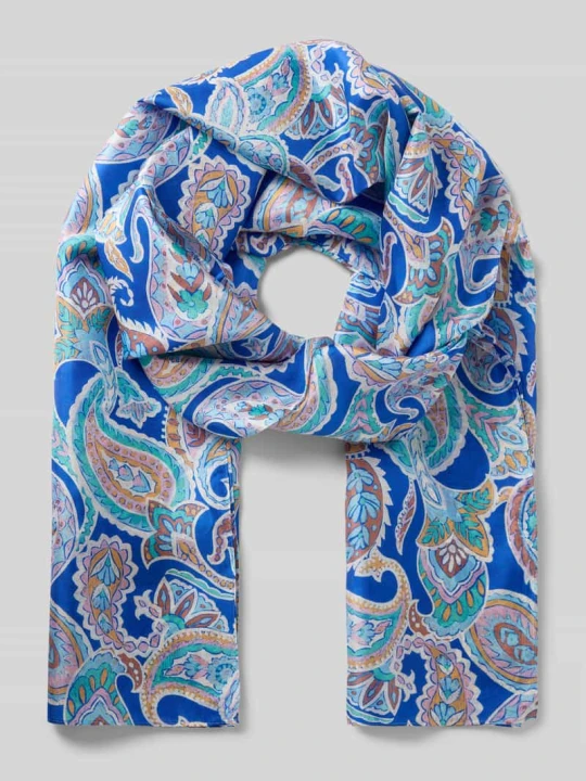 Zdjęcie produktu Jedwabna chusta z wzorem paisley na całej powierzchni model 'PONGÉ' Codello Niebieski