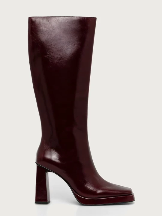 Zdjęcie produktu Jeffrey Campbell kozaki na słupku damskie skórzane Maximal bordowy
