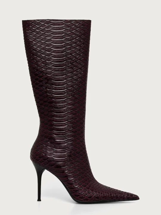 Zdjęcie produktu Jeffrey Campbell kozaki na szpilce damskie skórzane PROPOSAL bordowy