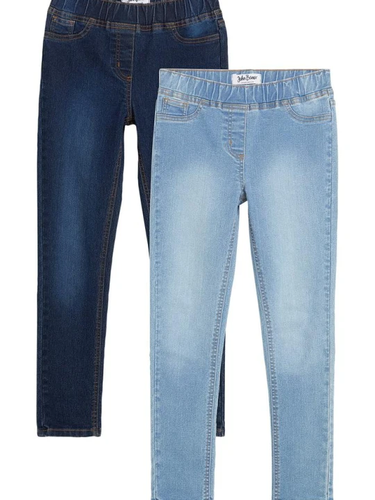 Zdjęcie produktu Jegginsy mid waist (2 pary) BonPrix niebieski