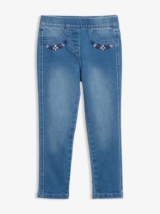 Zdjęcie produktu Jegginsy mid waist z dodatkiem elastanu i wygodną talią BonPrix niebieski