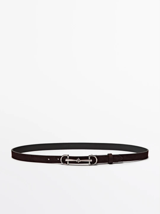 Zdjęcie produktu Jeździecki Pasek Ze Skóry Nubukowej - Brązowy - Xs / 75cm - Massimo Dutti - Female