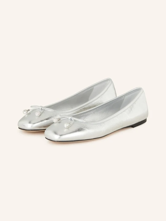 Zdjęcie produktu Jimmy Choo Baleriny Elme Z Ozdobnymi Perełkami silber SREBRNY
