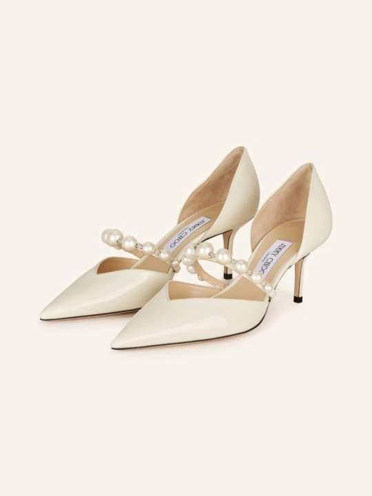Zdjęcie produktu Jimmy Choo Czółenka Aurelie 65 Z Ozdobnymi Perełkami weiss ECRU