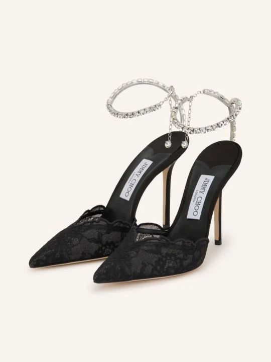Zdjęcie produktu Jimmy Choo Czółenka Typu Slingback Saeda 100 Z Kamieniami Ozdobnymi schwarz