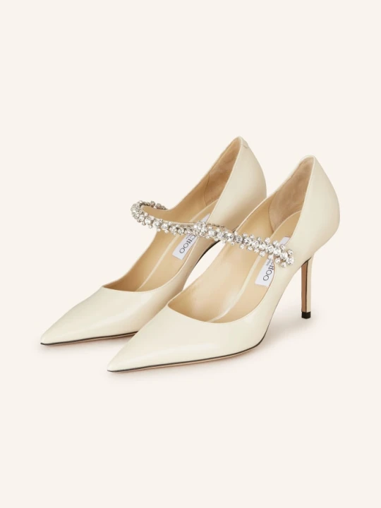 Zdjęcie produktu Jimmy Choo Czółenka Z Odkrytą Piętą Bing 85 Z Ozdobnymi Kamykami weiss ECRU