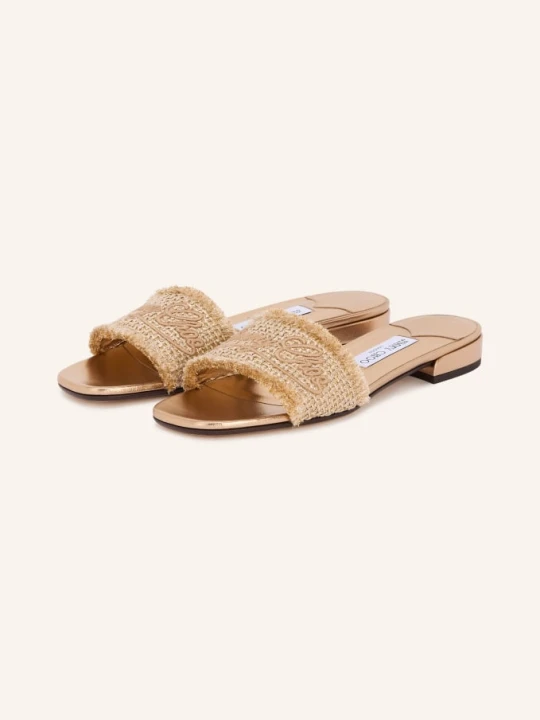 Zdjęcie produktu Jimmy Choo Klapki Joa Z Brokatową Przędzą beige ZŁOTY