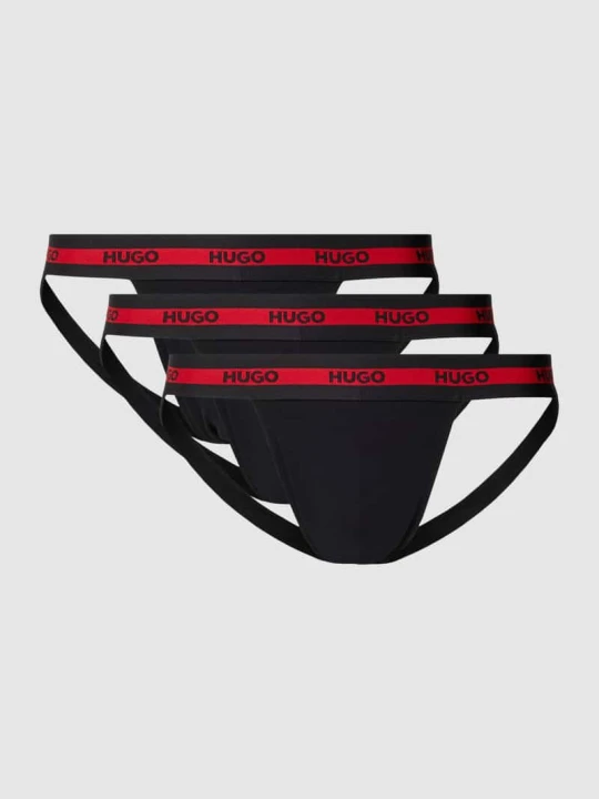 Zdjęcie produktu Jockstrapy z elastycznym paskiem z logo w zestawie 3 szt. Hugo Czarny