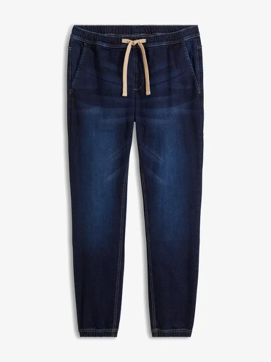 Zdjęcie produktu Joggery jeansowe o kroju regular fit z gumką w talii, tapered BonPrix niebieski
