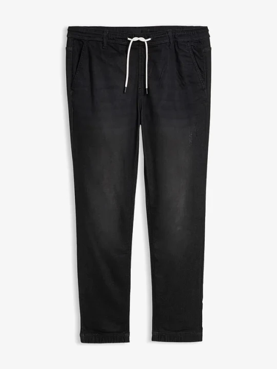 Zdjęcie produktu Joggery jeansowe z gumką w talii, regular fit, straight BonPrix czarny