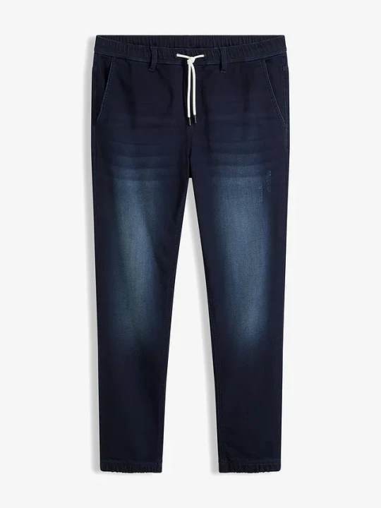 Zdjęcie produktu Joggery jeansowe z gumką w talii, regular fit, straight BonPrix niebieski