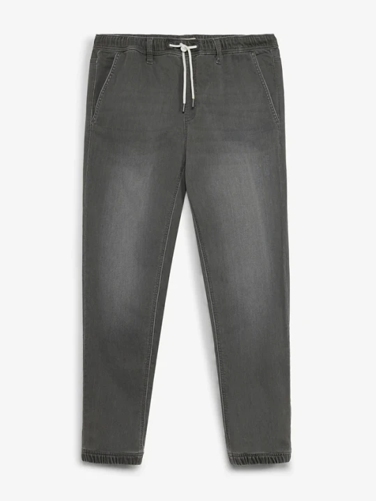 Zdjęcie produktu Joggery jeansowe z gumką w talii, regular fit, straight BonPrix szary
