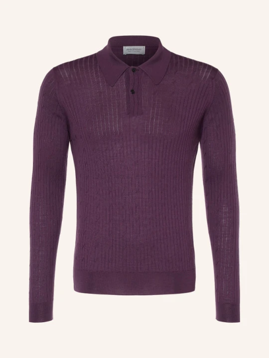 Zdjęcie produktu John Smedley Koszulka Polo Z Dzianiny Hodson Z Wełny Merynosowej lila FIOLETOWY