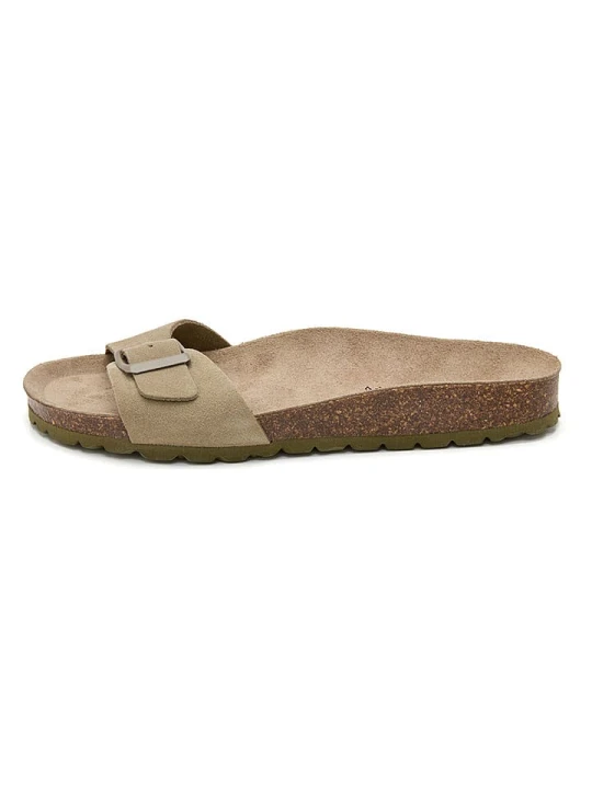 Zdjęcie produktu JOLANA & FENENA Skórzane klapki w kolorze khaki rozmiar: 37