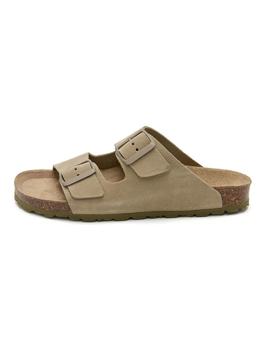 Zdjęcie produktu JOLANA & FENENA Skórzane klapki w kolorze khaki rozmiar: 40