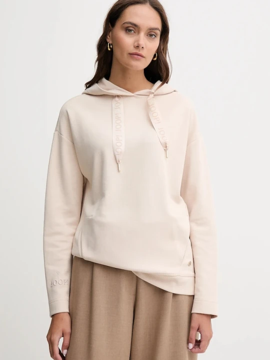 Zdjęcie produktu Joop! bluza z kapturem damska z bawełną beżowy