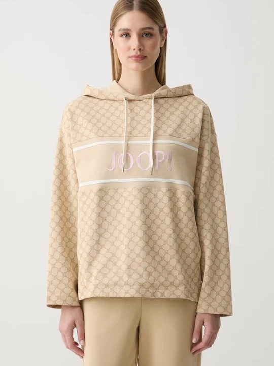 Zdjęcie produktu Joop! bluza z kapturem damska z bawełną beżowy