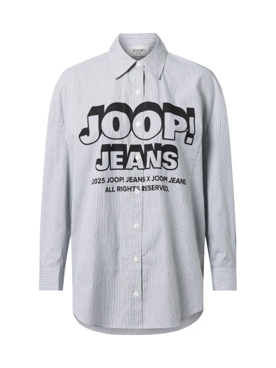 Zdjęcie produktu Joop Jeans bluzka koszulowa - Brenda2 Kobiety Bawełna szary | biały