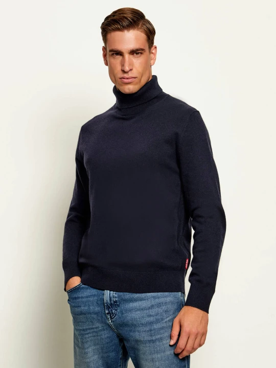 Zdjęcie produktu Joop! Jeans Wełniany golf Lemrigo | Regular Fit granatowy