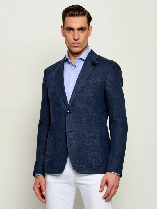 Zdjęcie produktu Joop! Lniana marynarka Hoverest | Slim Fit granatowy
