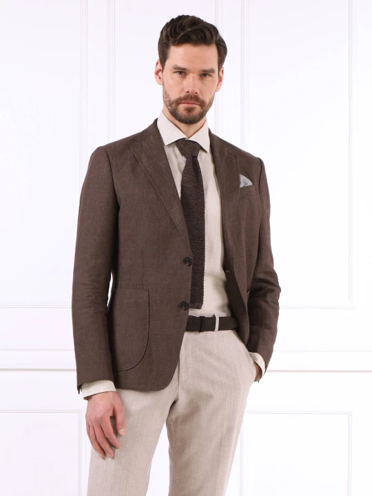 Zdjęcie produktu Joop! Lniana marynarka Hoverest | Slim Fit brązowy