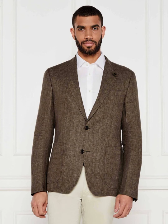 Zdjęcie produktu Joop! Lniana marynarka Hoverest12 | Slim Fit brązowy