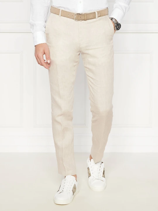 Zdjęcie produktu Joop! Lniane spodnie chino JT-18Hank | Slim Fit beżowy
