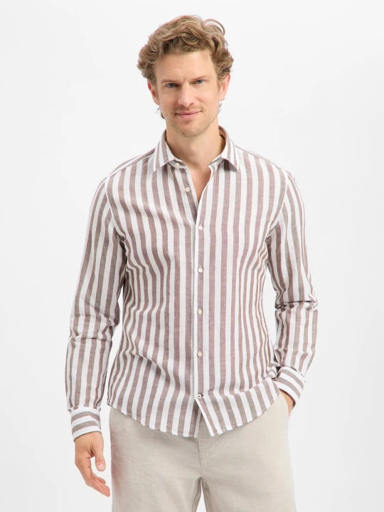 Zdjęcie produktu JOOP! koszula casual z zawartością lnu - Pit1 Mężczyźni Slim Fit len brązowy