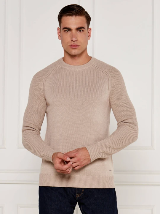 Zdjęcie produktu Joop! Sweter JK-17Thorin | Regular Fit | z dodatkiem wełny beżowy