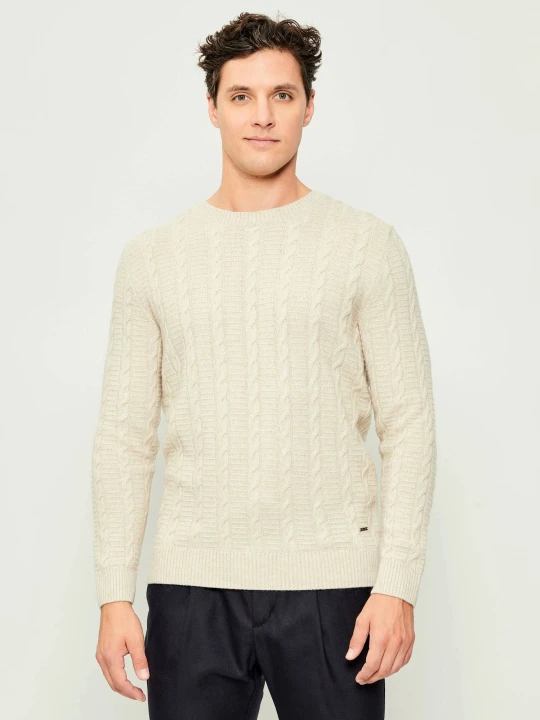 Zdjęcie produktu Joop! Sweter Levior | Modern fit | z dodatkiem wełny i kaszmiru beżowy