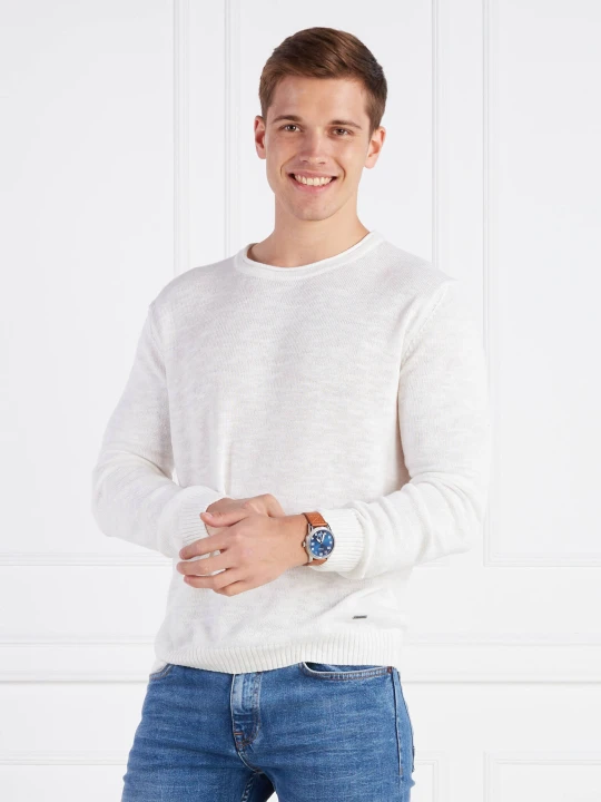 Zdjęcie produktu Joop! Sweter Mendor | Regular Fit | z dodatkiem lnu biały