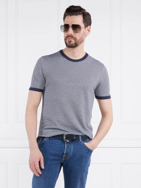 Zdjęcie produktu Joop! T-shirt Madrin | Regular Fit | z dodatkiem lnu granatowy