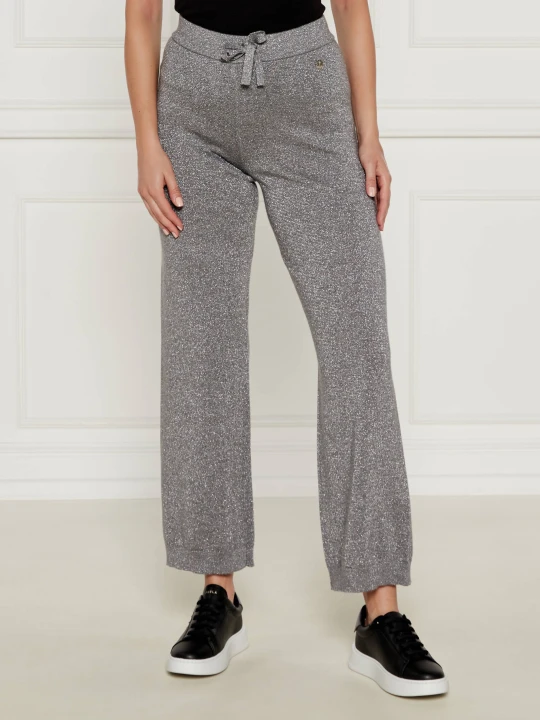 Zdjęcie produktu Joop! Wełniane spodnie dzianinowe 58 | flare fit srebrny