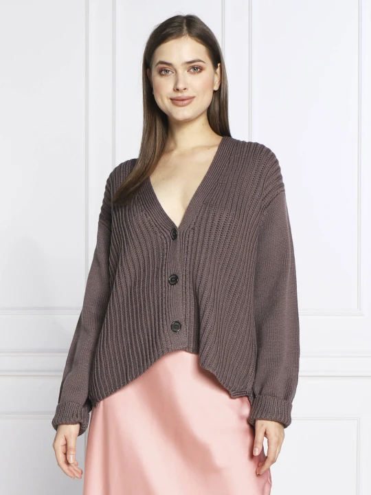 Zdjęcie produktu Joop! Wełniany kardigan | Relaxed fit brązowy