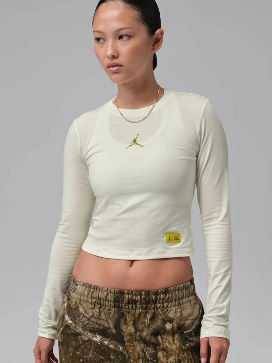 Zdjęcie produktu Jordan longsleeve damski z bawełną beżowy