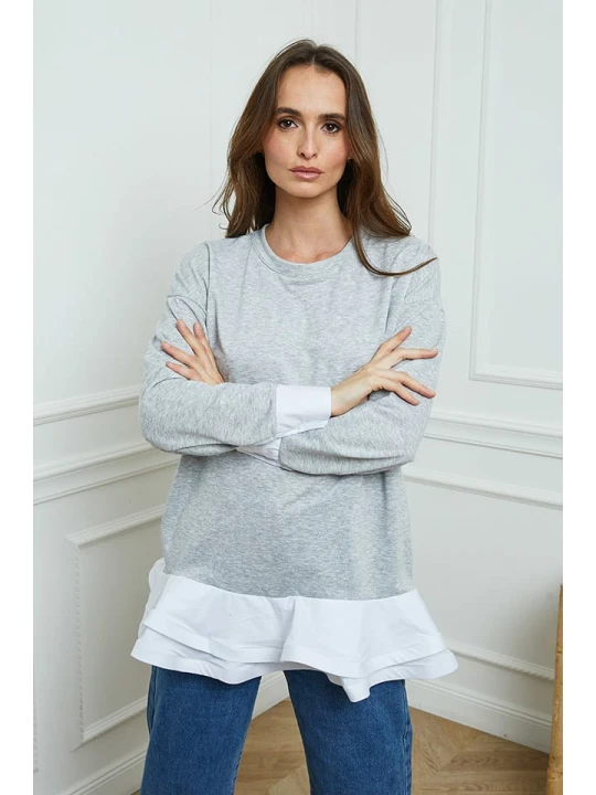 Zdjęcie produktu Joséfine Bluza "Tamara" w kolorze szaro-białym rozmiar: L