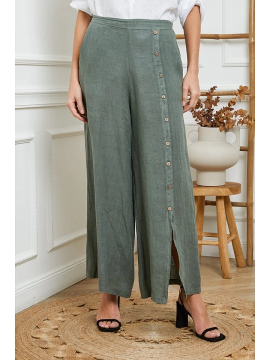 Zdjęcie produktu Joséfine Lniane spodnie w kolorze khaki rozmiar: XL