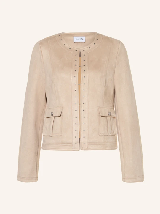 Zdjęcie produktu Joseph Ribkoff Żakiet Pudełkowy Z Imitacji Skóry Z Nitami beige