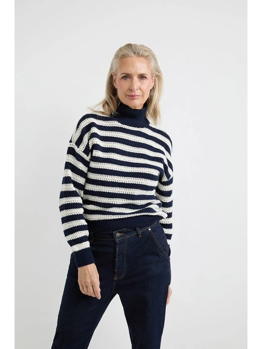 Zdjęcie produktu Josephine & Co Sweter "Alana" w kolorze granatowo-białym rozmiar: XL