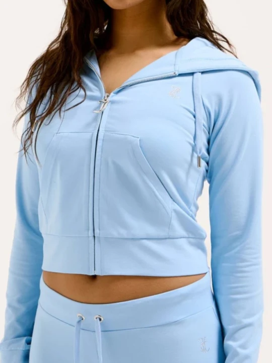 Zdjęcie produktu JUICY COUTURE Błękitna bluza damska Single Jersey Ola Hoodie, Rozmiar XL Niebieski