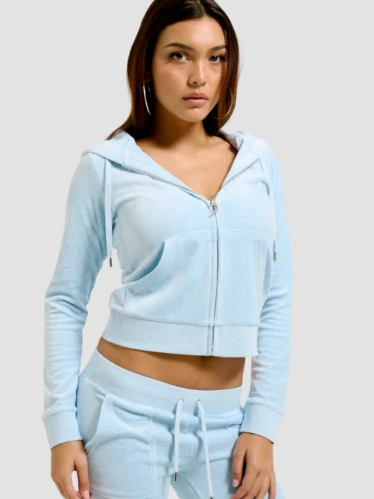 Zdjęcie produktu JUICY COUTURE Błękitna damska bluza Robertson Hoodie, Rozmiar L Niebieski