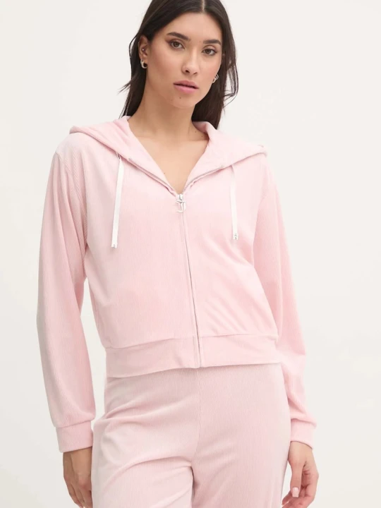 Zdjęcie produktu Juicy Couture bluza piżamowa LIV RIB VELOUR HOODIE różowy