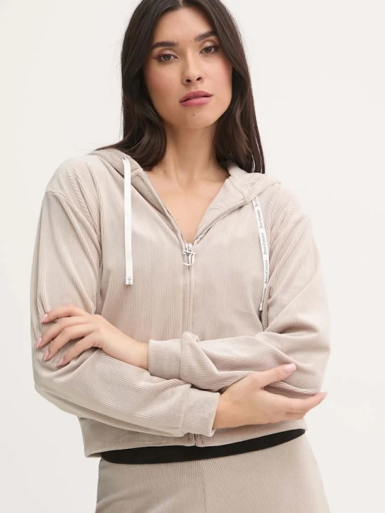 Zdjęcie produktu Juicy Couture bluza piżamowa LIV RIB VELOUR HOODIE beżowy