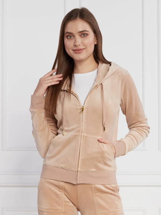 Zdjęcie produktu Juicy Couture Bluza Robertson Classic Velour Zip Trough Hoodie GOLD HW | Regular Fit beżowy